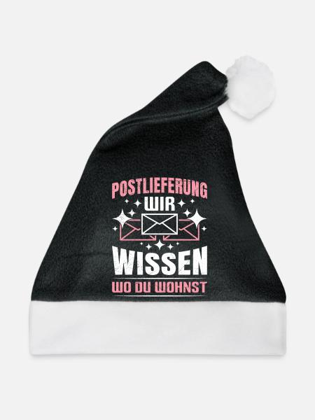 Postboten POSTLIFERUNG WIR WISSEN WO DU WOHNST - Weihnachtsmütze - Schwarz/Weiß - Vorne