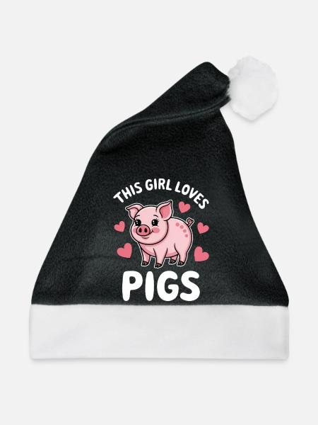 Schweine Sprüche Schwein Lustige Schweine Geschenk - Weihnachtsmütze - Schwarz/Weiß - Vorne