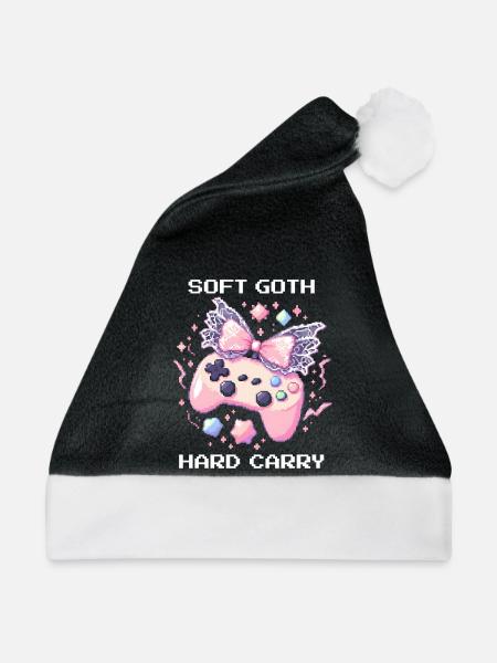 Soft Goth Hard Carry | Dark Cute - Weihnachtsmütze - Schwarz/Weiß - Vorne