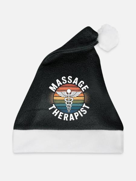 Retro Regenbogen Massage Logo - Weihnachtsmütze - Schwarz/Weiß
