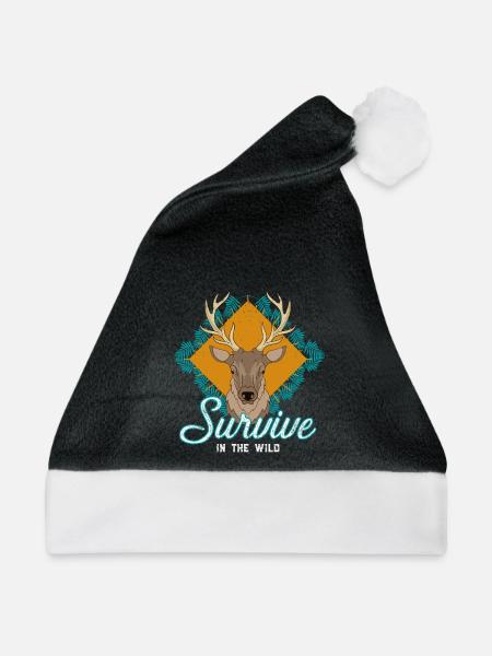 Survive the Wild Deer Emblem - Weihnachtsmütze - Schwarz/Weiß