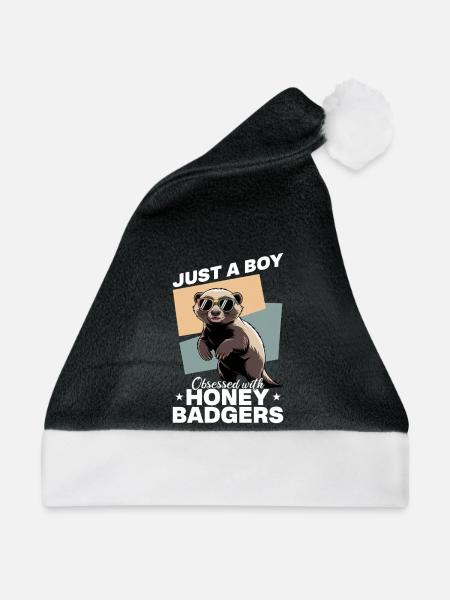 Funny Honey Badger - Weihnachtsmütze - Schwarz/Weiß - Vorne