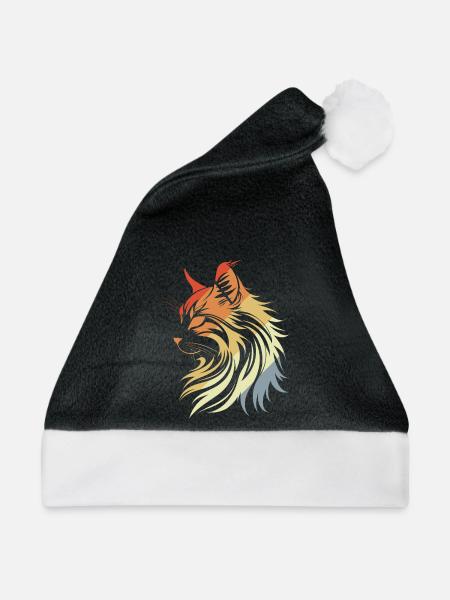 Katze Retro Stil - Weihnachtsmütze - Schwarz/Weiß