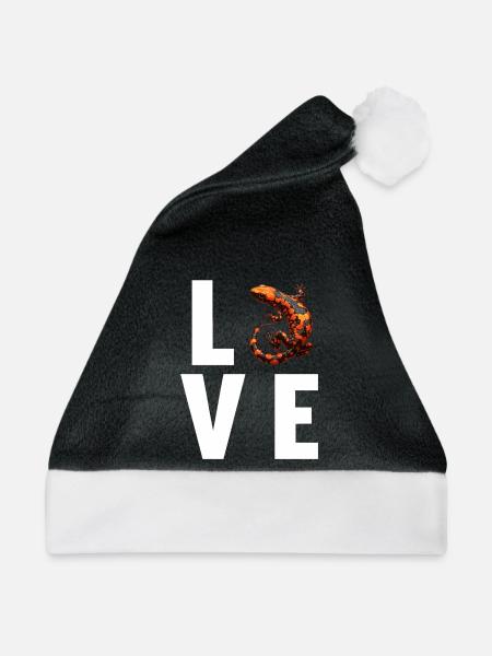 Feuersalamander Salamander - Weihnachtsmütze - Schwarz/Weiß - Vorne