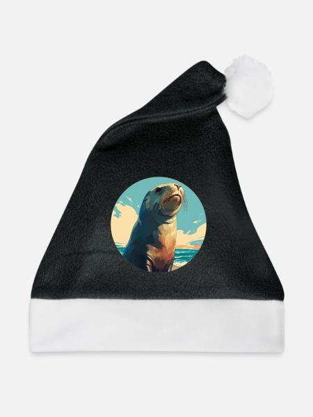 Seelöwen Seelöwe - Weihnachtsmütze - Schwarz/Weiß