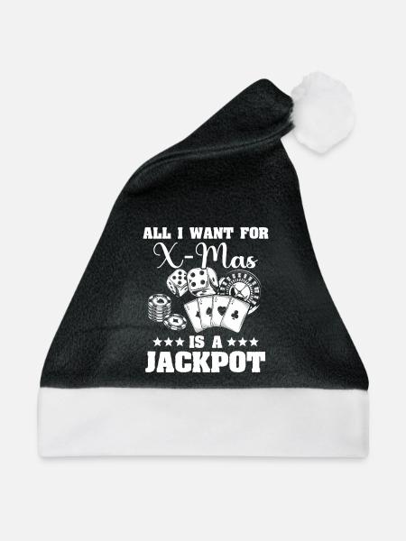 Casino Weihnachten Gambling - Weihnachtsmütze - Schwarz/Weiß - Vorne