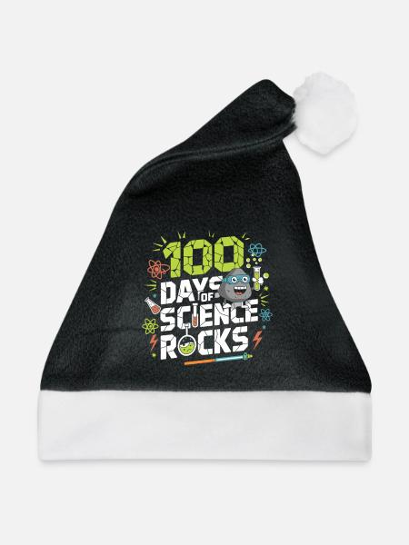 100 Tage Wissenschaft Rocks - Weihnachtsmütze - Schwarz/Weiß - Vorne