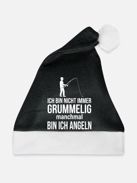 Nicht immer grummelig, manchmal angeln - Weihnachtsmütze - Schwarz/Weiß - Vorne