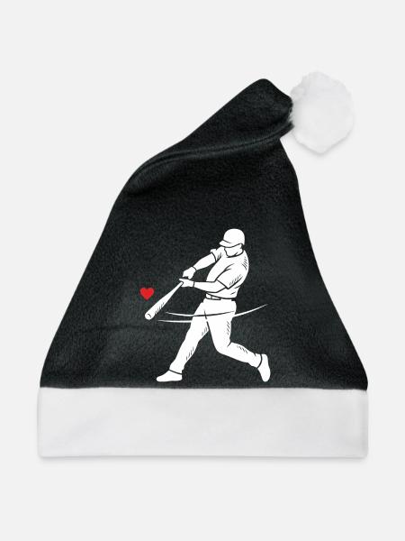 Baseball Schlagmann Silhouette Herz - Weihnachtsmütze - Schwarz/Weiß - Vorne
