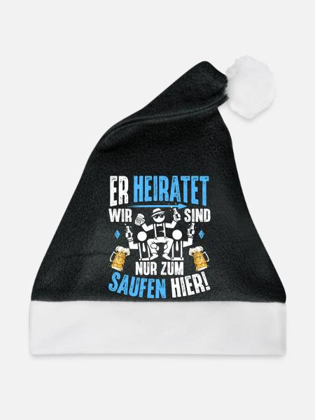 JGA T-Shirt Männer Junggesellenabschied Shirts - Weihnachtsmütze - Schwarz/Weiß