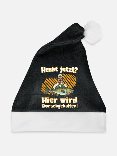 Hecht Jetzt? Hier wird Dorsch gehalten! - Weihnachtsmütze - Schwarz/Weiß - Vorne