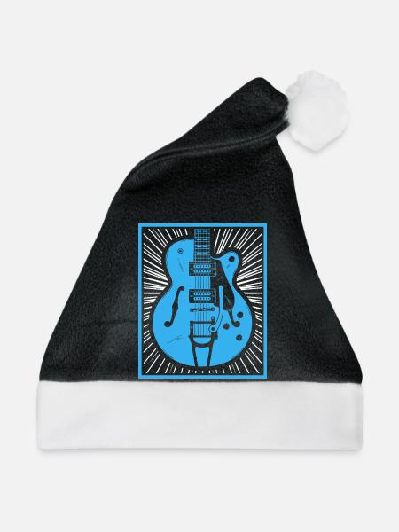 Retro-Gitarren-Silhouette - Weihnachtsmütze - Schwarz/Weiß