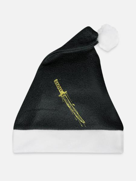 Goldenes Katana Samurai Schwert  - Weihnachtsmütze - Schwarz/Weiß
