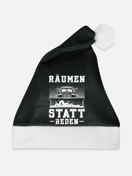 Schneeräumer RÄUMEN STATT REDEN Lustiges - Weihnachtsmütze - Schwarz/Weiß - Vorne