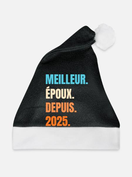 Bester Ehemann seit 2025 Geschenk-Ehemann - Weihnachtsmütze - Schwarz/Weiß