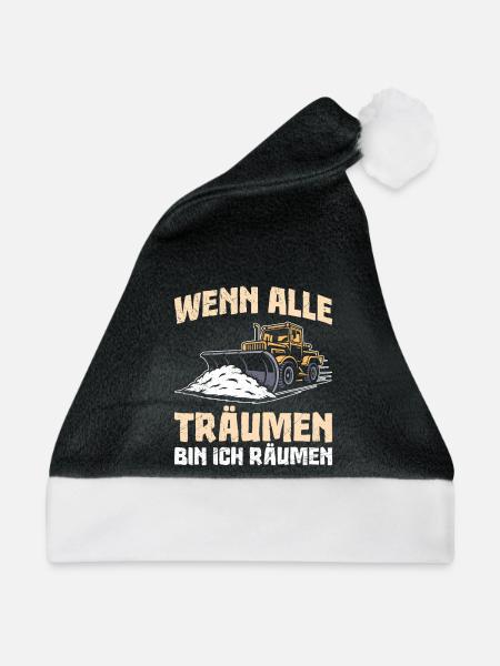 Schneeräumer WENN ALLE TRÄUMEN BIN ICH RÄUMEN - Weihnachtsmütze - Schwarz/Weiß - Vorne