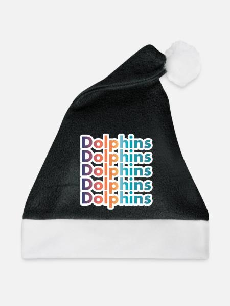 Retro Dolphins Text Ocean Lover Graphic - Weihnachtsmütze - Schwarz/Weiß - Vorne