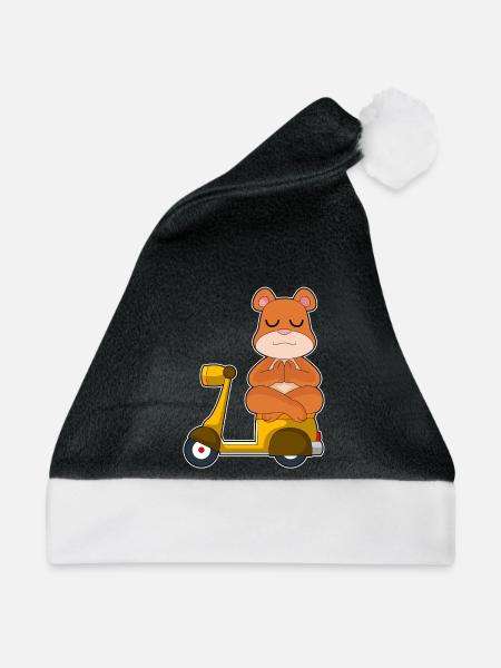 Bär Motorroller - Weihnachtsmütze - Schwarz/Weiß