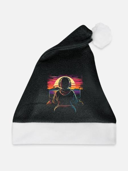 Gamer Synthwave - Weihnachtsmütze - Schwarz/Weiß
