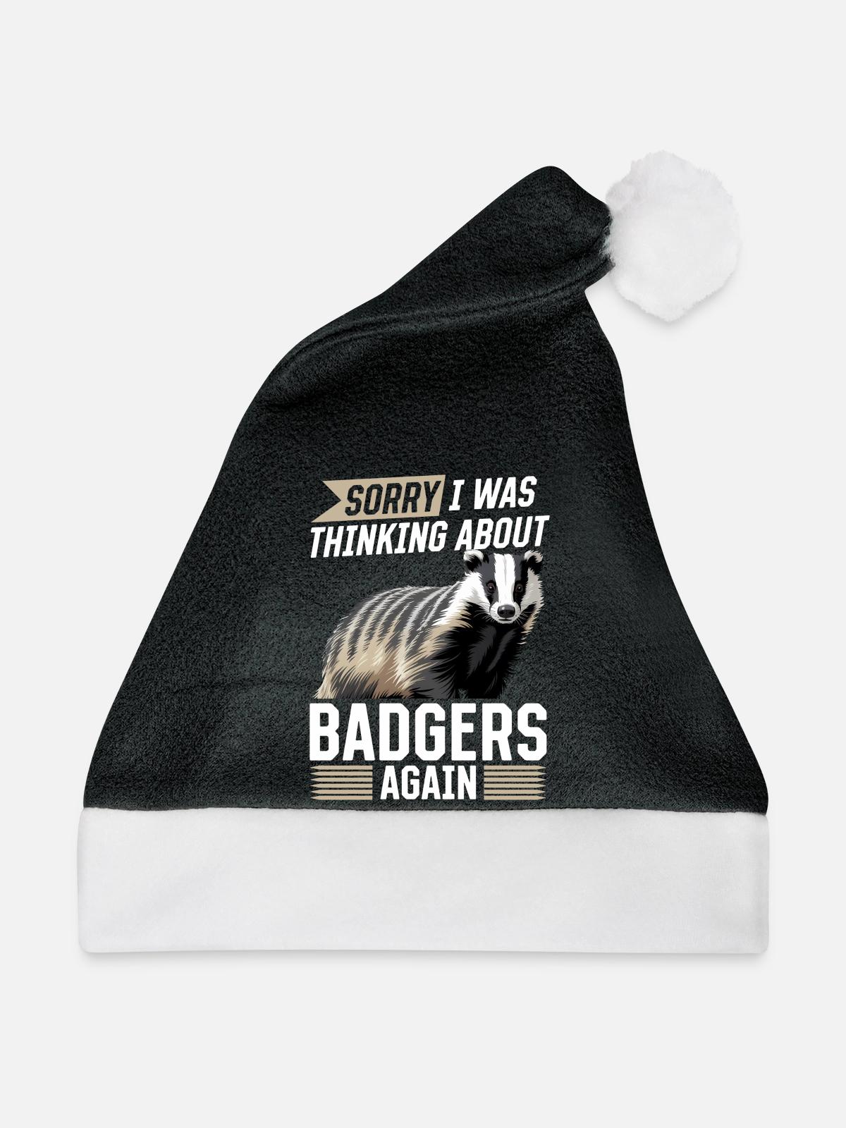 Funny Animal Badger - Weihnachtsmütze - Schwarz/Weiß - Vorne