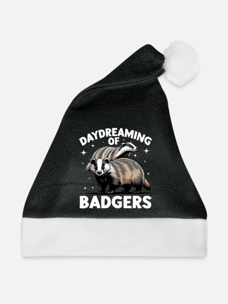 Funny Animal Badger - Weihnachtsmütze - Schwarz/Weiß - Vorne