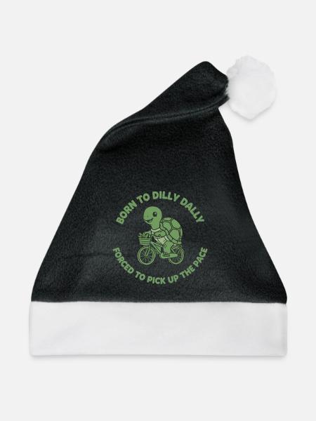 Gartenturtle auf dem Fahrrad - Weihnachtsmütze - Schwarz/Weiß