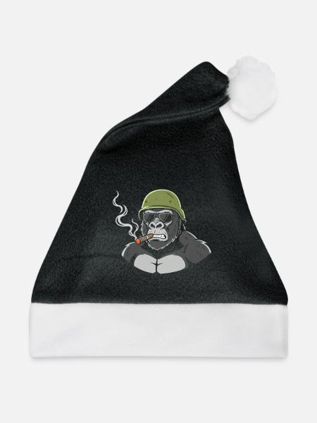 Gorilla Commando mit Zigarre - Weihnachtsmütze - Schwarz/Weiß