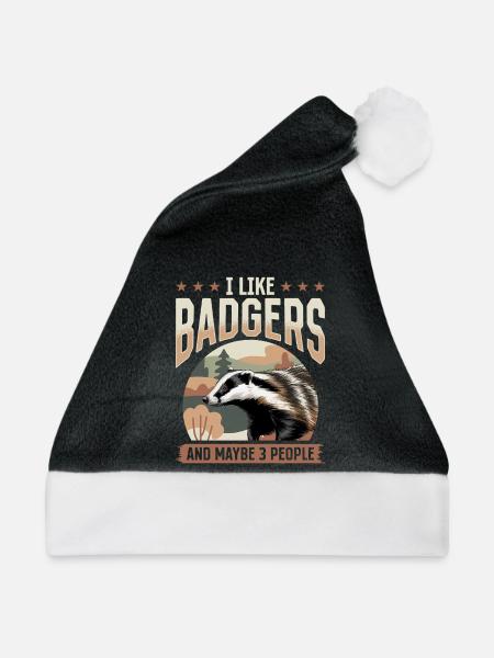 Funny Animal Badger - Weihnachtsmütze - Schwarz/Weiß