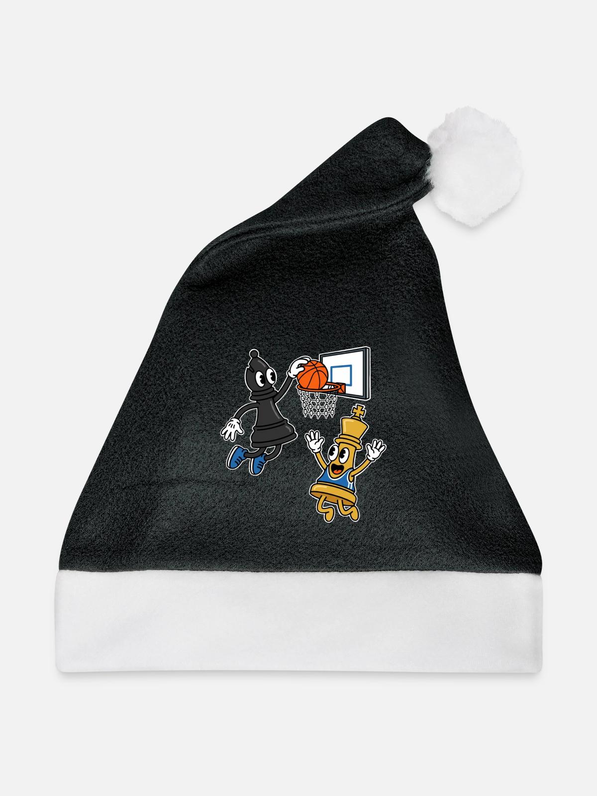 Schachmatt Basketball - Weihnachtsmütze - Schwarz/Weiß - Vorne