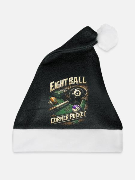 8-Ball Billard Eight Ball Corner Pocket - Weihnachtsmütze - Schwarz/Weiß - Vorne