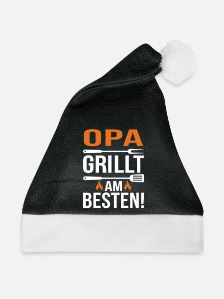 OPA Grillt Am Besten - Weihnachtsmütze - Schwarz/Weiß
