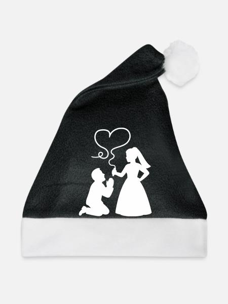 Brautpaar Ehepaar Hochzeit - Weihnachtsmütze - Schwarz/Weiß - Vorne