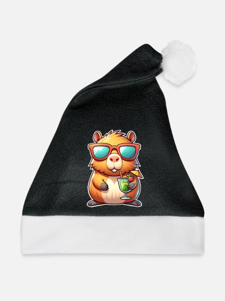 Capybara  - Weihnachtsmütze - Schwarz/Weiß