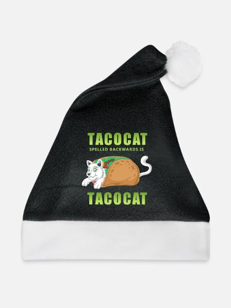 Taco Cat Palindrome Shirt - Weihnachtsmütze - Schwarz/Weiß