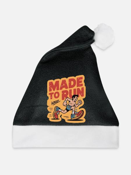 Made to Run Retro-Cartoon - Weihnachtsmütze - Schwarz/Weiß