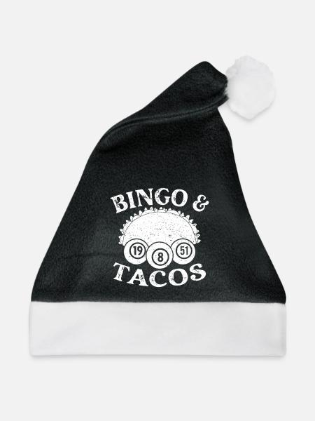 Bingo Player Bingo Tacos Bingo - Weihnachtsmütze - Schwarz/Weiß - Vorne