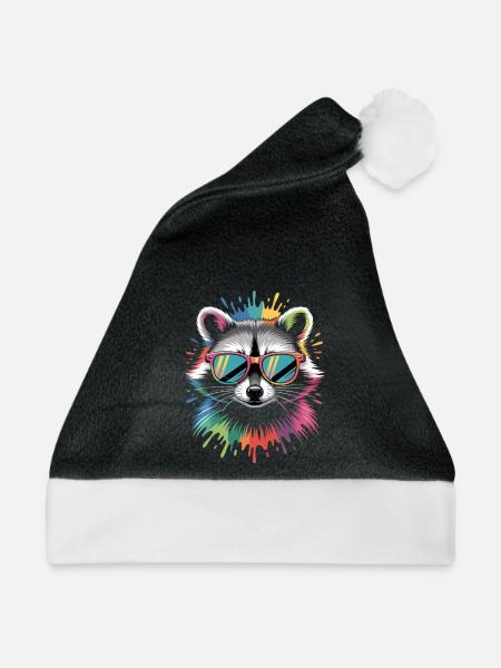 Waschbär Farbexplosion - Weihnachtsmütze - Schwarz/Weiß