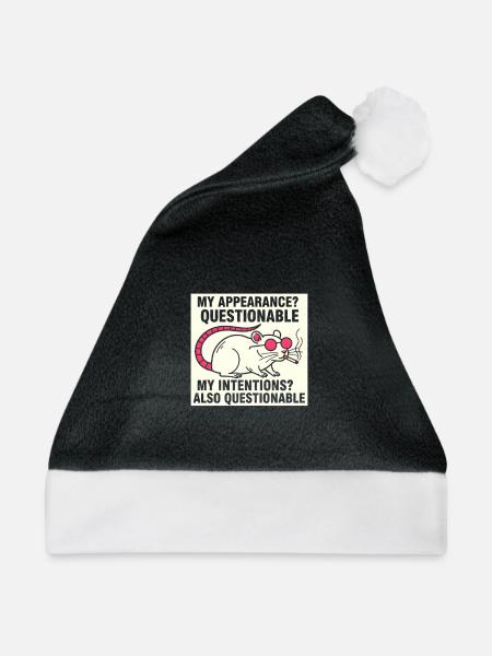 Fragwürdige Erscheinung Ratte - Weihnachtsmütze - Schwarz/Weiß