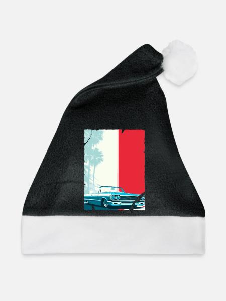Palmen Retro Cabrio Cholo - Weihnachtsmütze - Schwarz/Weiß