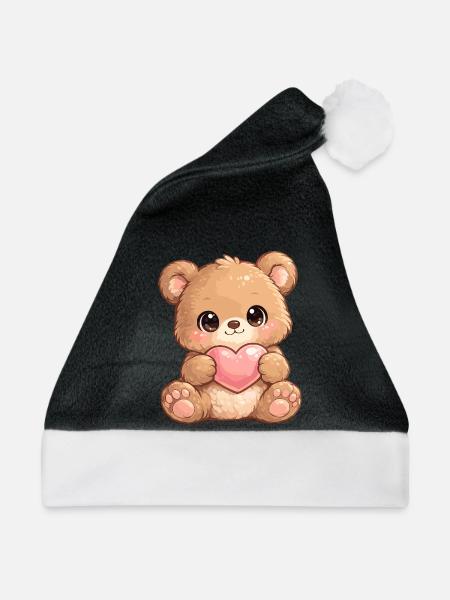 Kuschelbär Herzliebe - Weihnachtsmütze - Schwarz/Weiß