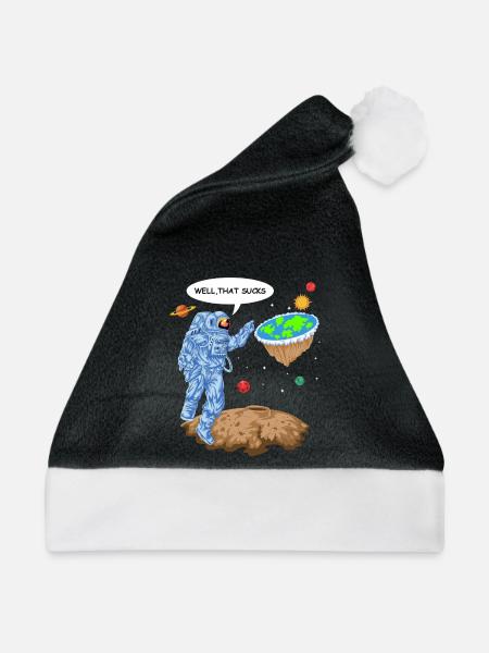 Flach-Erde-Astronauten-Shirt - Weihnachtsmütze - Schwarz/Weiß