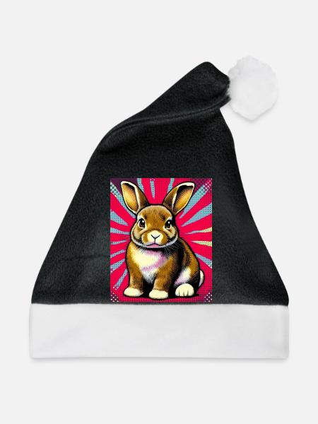 Kaninchen - Weihnachtsmütze - Schwarz/Weiß