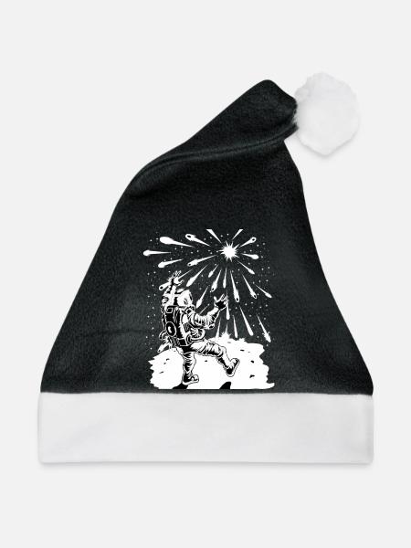 Astronaut Apocalypse-Shirt - Weihnachtsmütze - Schwarz/Weiß