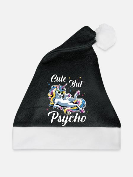 Niedliches Psycho Einhorn - Weihnachtsmütze - Schwarz/Weiß