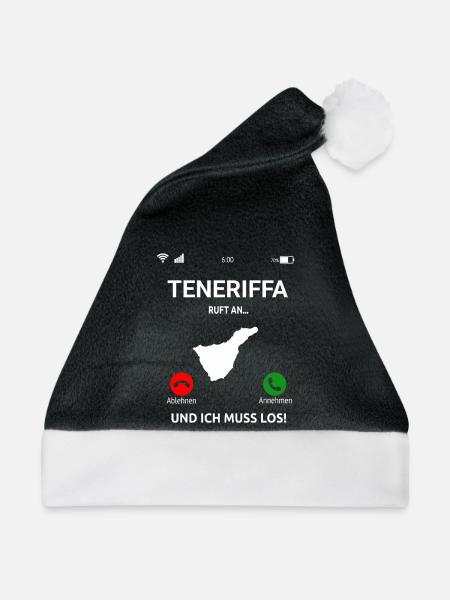 Teneriffa Ruft An Urlaub Kanaren Reise - Weihnachtsmütze - Schwarz/Weiß - Vorne