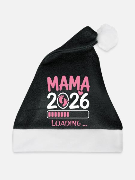 Mama 2026 Schwanger - Weihnachtsmütze - Schwarz/Weiß