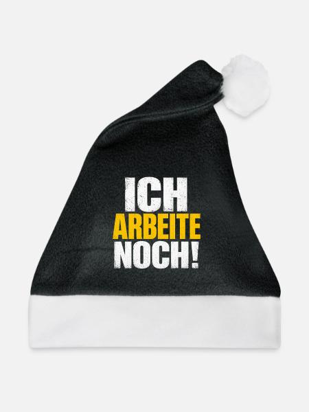 Ich arbeite noch! Distressed Typo - Weihnachtsmütze - Schwarz/Weiß - Vorne