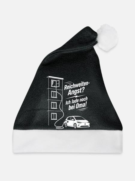 Reichweiten Angst, E Auto, Oma - Weihnachtsmütze - Schwarz/Weiß