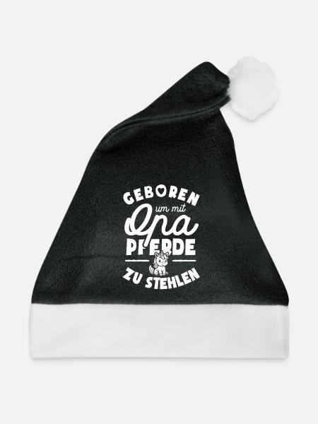 Geboren um mit Opa Pferde zu stehlen - Weihnachtsmütze - Schwarz/Weiß - Vorne