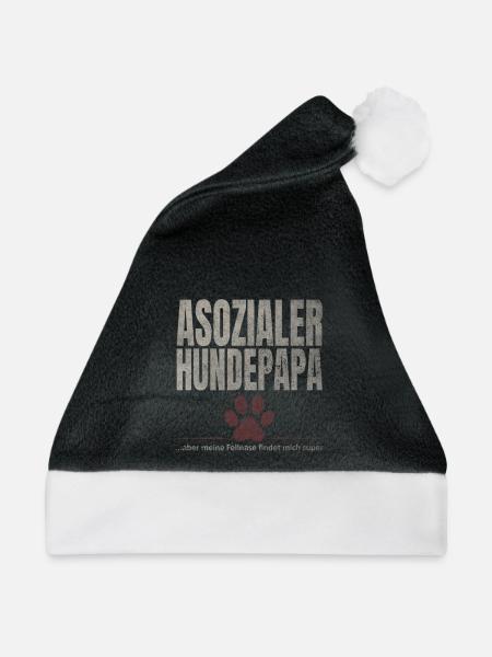 Asozialer Hundepapa Fellnase - Weihnachtsmütze - Schwarz/Weiß - Vorne